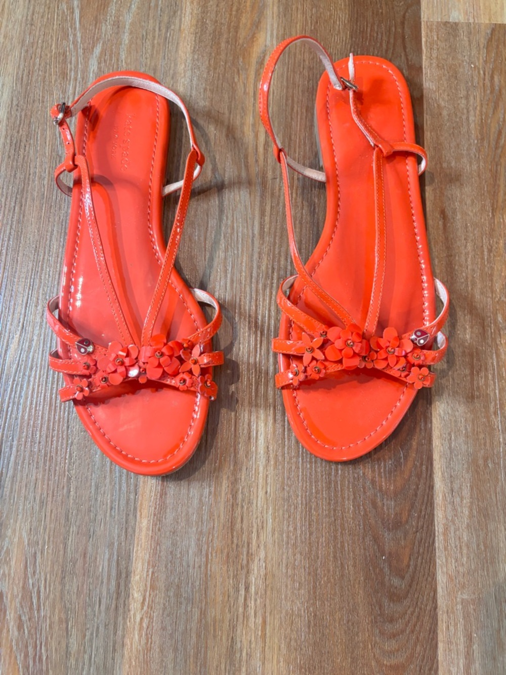 Women's Orange Floral Strappy Sandals - Picture 3 of 5